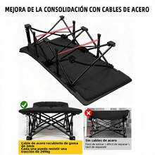 JM VAAL Cama plegable de algodón 180x65 cm portátil, estructura reforzada cómoda y ligera, fácil de guardar y transportar. Ideal para acampar, playa, visitas en casa y uso diario. Resistente y compacta. - Negro - Ver 8
