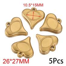 1/5pcs Stainless Steel Pendants Base Trays Bezel Blank Resin Cameo Cabochon Frame Pendant For Jewelry Handmade Materials Supplies - Yellow Gold - View 13