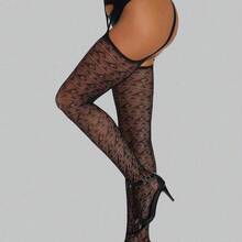 1 Pair Women Sexy Lingerie Open Crotch Garters Black Stockings Women Thigh High Waist Long Hosiery Lolita Cosplay Fish Net Pantyhose Mesh Tights For Club, Night Out, Dates, Shows, Wedding Night – Cheeky Stockings & Tights Lingerie - 彩色 - 查看 4