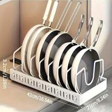 1 szt. Wytrzymały, wysuwany organizer na pokrywki garnków – do przechowywania pod szafkami, 7 regulowanych stalowych półek, oszczędzająca miejsce wysuwana półka, kompatybilna z garnkami, patelniami i pokrywkami – do kuchni, jadalni lub użytku domowego – łatwy w montażu organizer pod szafkami, organizacja kuchni, kompaktowa konstrukcja, solidna konstrukcja, idealny dla właścicieli domów - Wielokolorowe - Zobacz 12