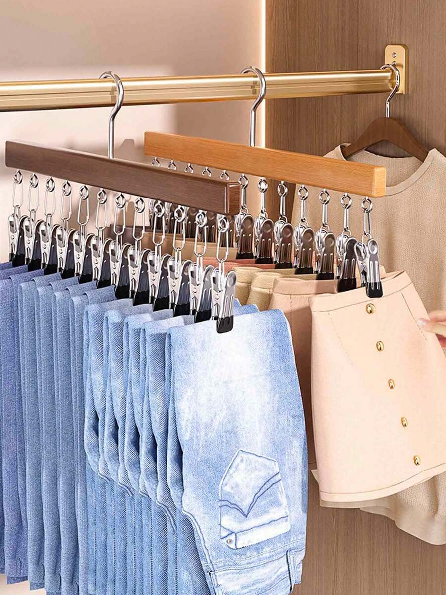 Gantungan Celana 10/12 Klip, Pengatur Lemari Hemat Ruang untuk Celana Panjang, Jeans, Topi, Celana Pendek, dan Kaos Kaki, Cocok untuk Gantungan Lemari, Solusi Pengorganisasian Lemari, Lemari Hemat Ruang, Rak Gantung Multi-Bagian - MultiWarna - View 1