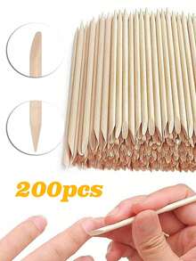 10/100/200/500支裝木製美甲棒 雙面多功能指甲推棒 美甲與足部護理工具 指甲修復工具 釘甲藝術工具 美甲用品 開學用品 假指甲 - 彩色 - 查看 7