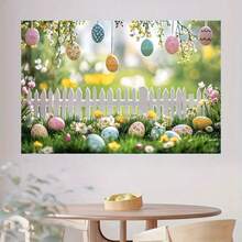 2d Graphic Design, 1 Piece Of Background Cloth Of Easter Bunny And Spring Flower Arch, With 2d Graphic Banner Of Colorful Eggs And Vivid Spring Scenery, Suitable For The Spring Party Background Of Easter Egg Hunting Baby Shower. Various Styles And Sizes Are Available. - G - View 4