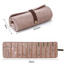 Organizador de joyería de franela con múltiples bolsillos, bolsa de almacenamiento de joyas enrollada compacta de PVC de unicolor, bolsa de almacenamiento antideslizante para anillos y collares - Multicolor - Ver 13