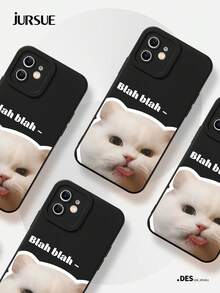 Ốp lưng điện thoại hình mèo JURSUE dễ thương, phong cách Kawaii, thẩm mỹ, hoạt hình, chống sốc, mềm mại, tương thích với iPhone 17 16 15 14 13 12 11 Pro Max SE 2020 X XR XS Ip 8 7 Plus MZ50352 - màu đen - Xem 6