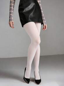 女士白色裸色紧身裤 - 轻薄透气，中性色调，弹力十足，日常必备打底裤，适合婚礼、办公和休闲场合。 - 白色 - 查看 3