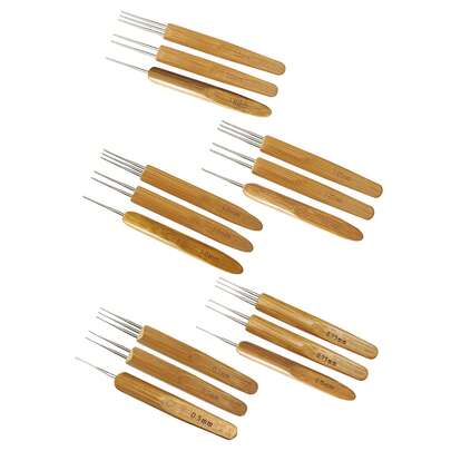 Professional Dreadlock Crochet Hook Set, 0.5mm/0.75mm/1.0mm/1.25mm/1.5mm Bamboo Handle Braiding Needles, Single/Double/Triple Hooks, Hair Extension Tools Suitable For Salon Use, Dreadlock Maintenance, African Braids