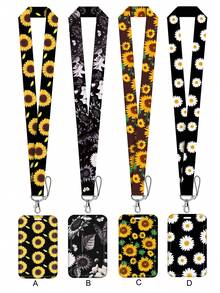 1个向日葵雏菊图案绿色挂绳卡套，硬壳证件套，适用于公交卡、身份证、工作证、学生证、展览证、活动证等。 - 彩色 - 查看 13