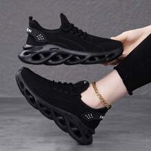 Ladies' Black Athletic Trainers | Breathable Mesh & Blade Sole | Non-Slip Running Shoes For Outdoor & Daily Wear - Black - View 3