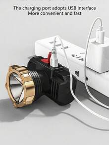 1pc Rechargeable Powerful Fixed Focus LED Headlamp, Camping Hunting Fishing Mini Headlight - As Shown In the Figure - View 8