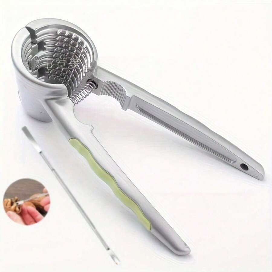 2件套铝合金坚果夹及去核工具 - 符合人体工学的手柄，带流量控制，多功能，适用于核桃、栗子、榛子、松子和杏仁 - 经久耐用，适用于厨房和餐厅 - 彩色 - 查看 1