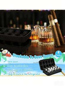 1pc 3D Skull Ice Hockey Mold, Silicone Flexible Ice Tray, Ice Cube Mold, Ice Cube Tray, Multi-Functional Household Chocolate Mold, Suitable For Freezer, Scary Skull Ice Hockey Maker, Easy To Demold, Can Be Used To Make Soft Drinks, Etc. - Black - View 4