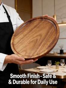 4-Piece Plate Set, Multifunctional Tray, Household Essential Serving Tray, Food Supply Tray, Suitable For Holiday Parties, Restaurant Serving - Brown - View 4