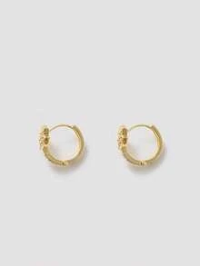 Elegant Celestial Gold Hoop Trio - Micro- Zirconia Starburst & Geometric Hoops | Versatile Party & Festival Wear Earrings - Yellow Gold - View 2