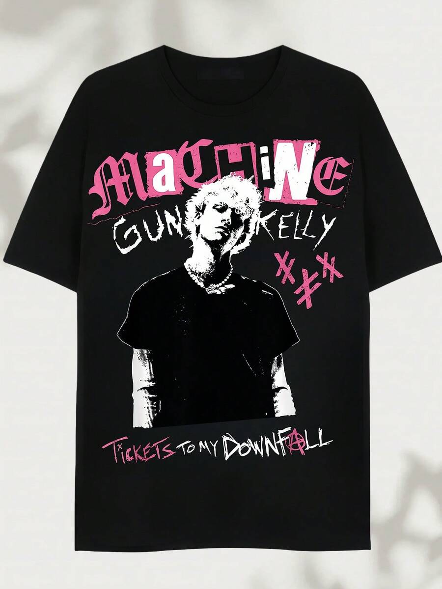 Camiseta do £lbum "2026: Tickets To My Downfall" - Roupa unissex para f￣s de rap, produto oficial do MGK, camiseta unissex com estampa de banda de rock - Camiseta estampada - Feita de puro algod￣o, macia e respir£vel, adequada tanto para homens quanto para mulheres. ￉ uma camiseta casual perfeita para todas as esta￧￵es e uma lembran￧a estilosa. Ideal para uso di£rio, entusiastas da moda urbana e amantes da m￺sica. - Preto - Ver 1