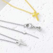 1pc Minimalist Cross Jesus Prayer Pendant Necklace, Unique Commuter & Everyday Wear For Women - Multicolor - View 4