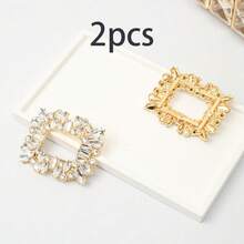 2个优雅人造水晶方形鞋扣，水晶合金镀锌合金装饰鞋夹，可拆卸DIY鞋饰，时尚鞋扣，金属材质，适合作为高档礼品、派对、约会、休闲鞋靴、时尚配饰、家居装饰、奢华优雅礼品、时尚配饰 - 彩色 - 查看 8