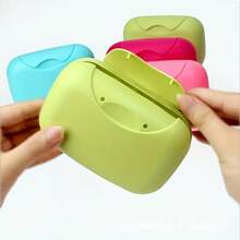 1pc/2pcs Portable Soap Dish With Cover, Travel-Friendly Candy Color Soap Box, Kitchen & Bathroom Storage Organizer - Green-Soap Box - View 4