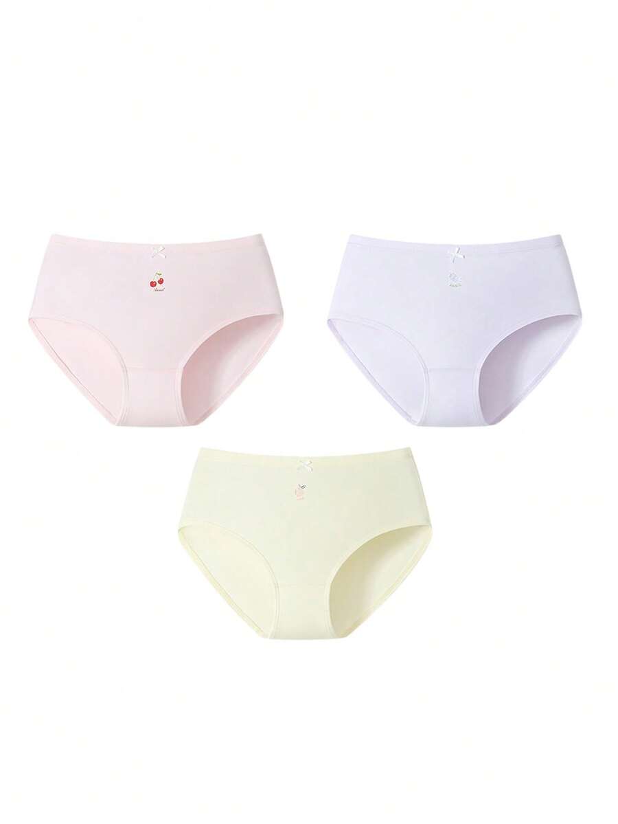 Annil [Đáy quần 100% cotton kháng khuẩn] Bộ 3 quần lót cho bé gái tuổi dậy thì, thân thiện với da. - Sự kết hợp 01 (Vàng non + Tím nhạt + Hồng sứ) - Xem 1