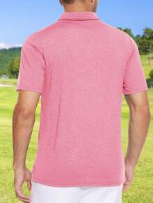Cotrasen Men's Casual Short-Sleeved Polo Shirt Quick-Drying Breathable Golf Shirt Sports Outdoor T Shirt - 粉色 - 查看 3