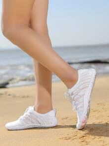 Striped Water Shoes For Women, Outdoor Rubber Non-Slip Fitness Wading Shoes For Beach, Stream, All Seasons - White - View 5