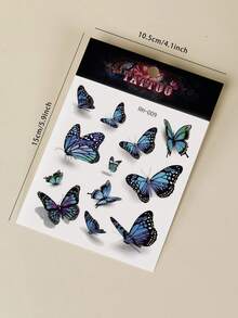 2pcs Small Floral Arm Tattoos - Realistic 3D Butterfly Pattern Y2K Temporary Fake Tattoos, DIY For Anime Convention, Carnival, Music Festival, Valentine's Day, Party Holiday Gifts, Suitable For Wrist, Ankle, Shoulder, Neck, Collarbone, Waterproof Lifelike Tattoo Stickers - Multicolor - View 6