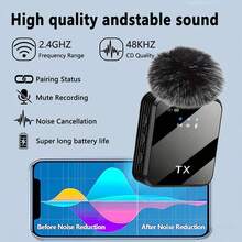 Wireless Lavalier Microphone With Fur Ball Windshield, USB Type-C, Omnidirectional, Smart Noise Cancellation, DSP Chip, Rechargeable Lithium Polymer Battery For Live Streaming, Interviews, Song Recording Compatible With Iphone Android Phone Mobile Phone, Interview Laptops Suitable For Summer Vaction, Travel Holiday, Interviews Video Podcasts Vlogs - one to one - View 5
