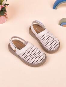 Kids Casual Versatile Woven Slip-On Flat Sandals - Beige - View 4