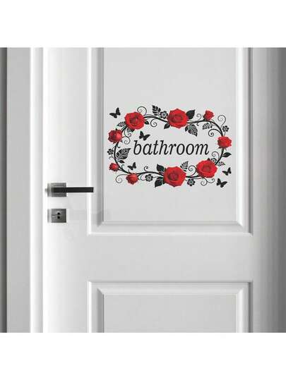 Adhesivo de pared para baño con rosas, tema floral romántico, mural impermeable de PVC, autoadhesivo para decoración de baño y ducha. Adecuado para el fondo del baño de hotel de lujo, tienda de cuidado de la piel de alta gama, baño de club privado, lugar de boda, salón VIP, baño de yate, etc. Reemplazo rápido, crea un ambiente romántico