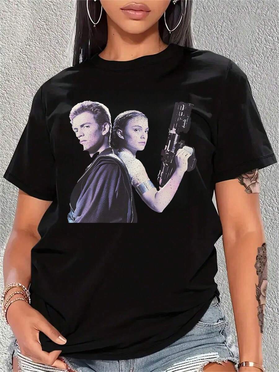 Annakin And Padme Classic Portrait-Shirt - Black - View 1