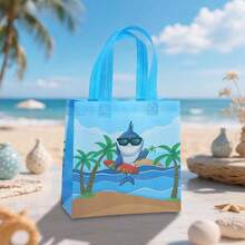 Bộ 8/16 túi tote vải không dệt Blue Shark, thích hợp cho kinh doanh, mua sắm, bán lẻ, sự kiện sinh nhật, trang trí tiệc và đóng gói quà tặng, túi đựng quà mùa hè tươi mát, túi đựng đồ và túi mua sắm. - 9060 - Xem 7