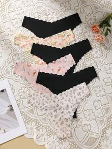 6条/包 - 女士兔子印花无痕内裤，舒适顺滑，日常穿着舒适 - 彩色 - 查看 2