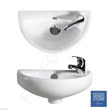 Small Compact Mini Tiny Bathroom Cloakroom Basin Sink Wall Hung 395 RIGHT HAND - A - View 2