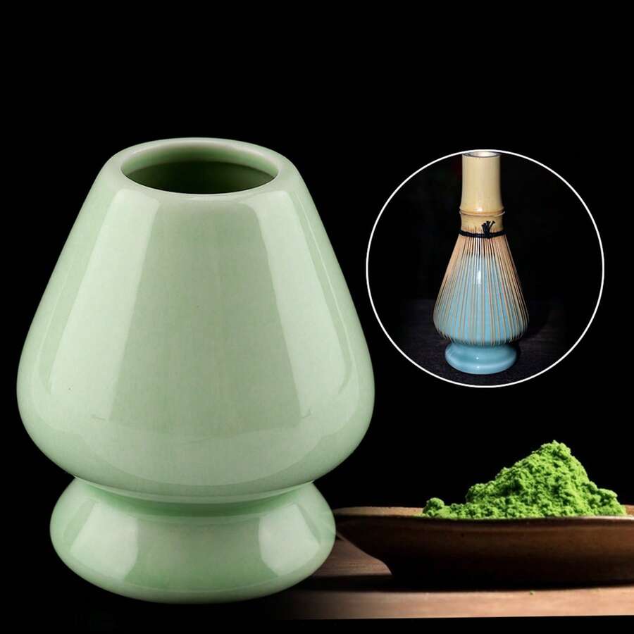 Soporte de cerámica para batidor de matcha de 1 pieza para chasen de bambú para accesorios de juego de té - Verde - Ver 1