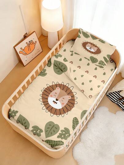1 Set Of Baby Bedding, Lion Pattern Duvet Cover Set, Multiple Sizes Reversible Duvet Cover, Polyester Material, Digital Printing, Suitable For Decorating Baby Bedrooms, Baby Crib Gifts, Festivals, Seasons