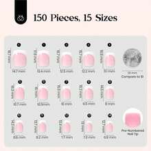 Beetles French Tips Press On Nails: 150 Pcs Pink Short Square Press On Nails Fake Nail Tips - 150 Pcs Pink Short Square - 查看 4