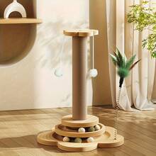 剑麻猫抓柱 - 耐用，带轨迹球和悬挂球玩具，多功能互动猫玩具，适合室内/室外使用，适用于小型至中型猫，人造羽毛 - 彩色 - 查看 8