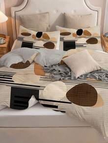 2/3pcs Modern Minimalist Duvet Cover Set (1pc Duvet Cover + 1/2pcs Pillowcase, No Insert), Geometric Dot & Line Pattern Bedding Set, Suitable For All Seasons - Multicolor - View 5