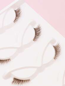 Ayrmilla 5 Pairs Brown Half-Eye False Eyelashes, Korean Occasional Eye Makeup, DIY Transparent Natural Curly Thin Outer Lashes, Natural Curl, Delicate Outer Lashes, Soft Crossing Lashes - Brown - View 3