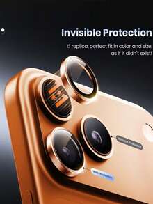 3pcs Camera Lens Protector For IPhone 17 Pro/17 Pro Max, High-Definition Tempered Glass Lens Cover, Metal Lens Screen Protector Ring, Orange, Phone Camera Protection, Fashionable Phone Accessory, Durable Phone Accessory, Premium Glass, Phone Screen Protector - Burnt Orange - View 7