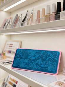 12*6cm French Marble Striped Nail Stamping Plates Geometric Rectangle Nail Art Stamping Template Marbling Stainless Steel Nail Design Stencil Tools DIY Nail Mold - Silver - View 8