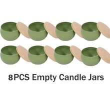 6个绿色空白蜡烛罐，带木盖 - 可重复使用的金属容器，适用于DIY蜡烛制作、家居装饰和小物件收纳 - 多款式 - 查看 11