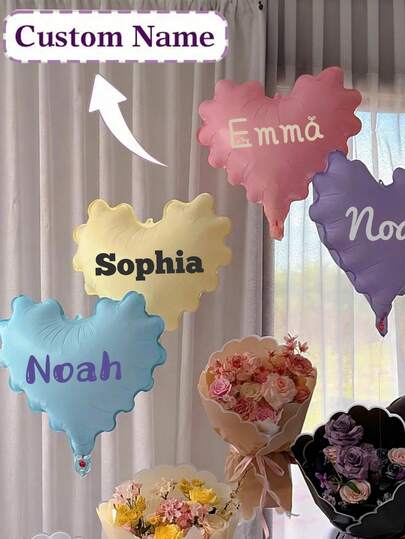 1 pieza Globo con forma de corazón personalizable con lámina de oro, se puede imprimir el nombre, globo de corazón mate, globo del Día de San Valentín, globo de cumpleaños personalizado, globo personalizado, globo de diseño propio