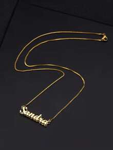 1pc Customized Double-Sided Stainless Steel Name Necklace | Elegant 18K Gold Plated, Personalized Calligraphy Font, Ideal Gift For Mom, Girlfriend, Grandma, Christmas And New Year - Multicolor - View 5