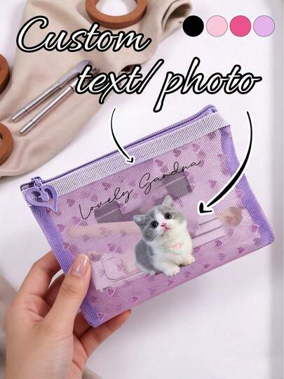 1 túi đựng mỹ phẩm lưới hình trái tim có thể tùy chỉnh, nhiều màu sắc và họa tiết, túi đựng đồ dùng vệ sinh cá nhân khi đi du lịch, túi trang điểm di động có thể giặt được, túi đựng mỹ phẩm, túi du lịch đa chức năng, túi đựng son môi và sản phẩm chăm sóc da, túi lưới, thích hợp cho công việc, trường học, chuyến công tác, kỳ nghỉ, quà tặng cá nhân hóa cho bạn bè, gia đình, món quà nhỏ độc đáo đáng nhớ.