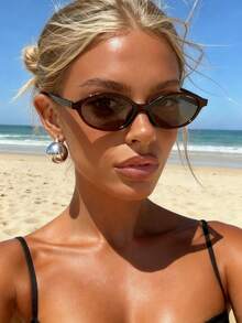 1 Pair Retro Geometric Full Frame Fashion Glasses For Women - Cold Tea - View 1