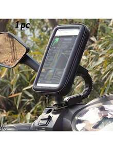 通用摩托车手机支架，带防水防雨罩，360°旋转车把安装，适用于所有L/XL尺寸的手机 - 彩色 - 查看 12