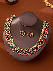 一套优雅奢华的中东风格金属材质人造宝石女士迷人首饰套装，适合节日/宴会/婚礼等场合佩戴。 - 彩色 - 查看 4