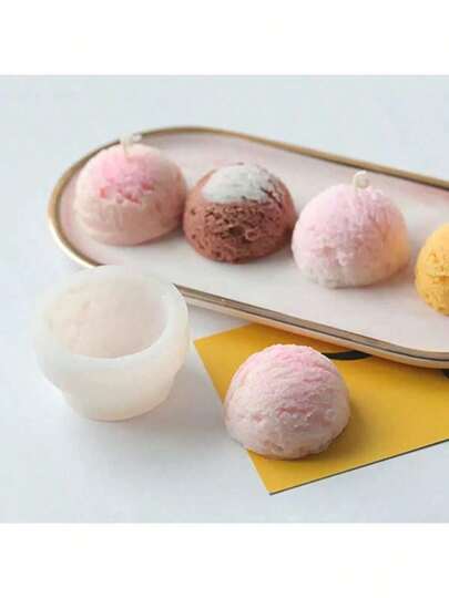 冰淇淋半球形蜡烛融化硅胶模具，DIY手工皂模具，石膏香石家居装饰模具，耐热可重复使用多用途模具