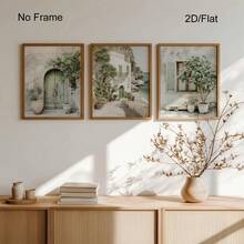 Summer Scenery Italy Coastal Village Print Set Of 3, Mediterranean Architecture Art, Italian Countryside Photography, Italy Rustic Gallery Wall Set, Travel Art, No Frame - Landscape - View 3
